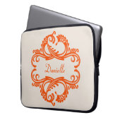 Orange Chic Damask Laptop Sleeve (Vorderseite Links)