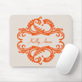 Orange Chic Damask Mousepad (Mit Mouse)