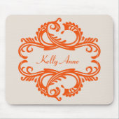 Orange Chic Damask Mousepad (Vorne)