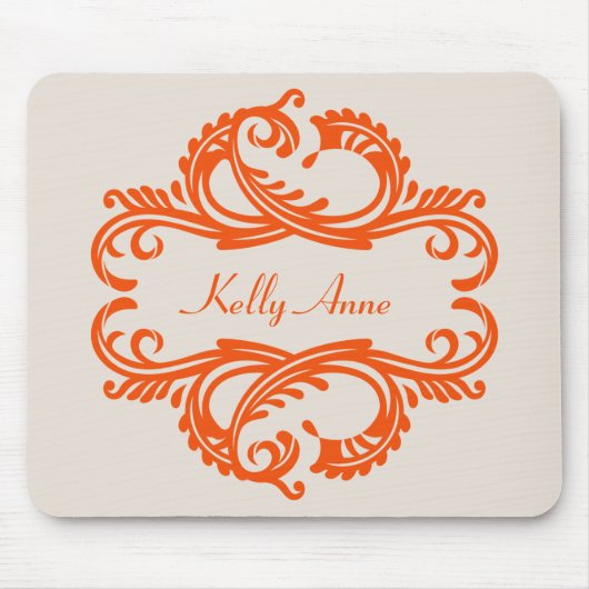 Orange Chic Damask Mousepad (Vorne)