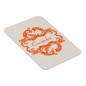 Orange Chic Damask Premium Magnet (Rechte Seite)