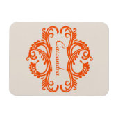 Orange Chic Damask Premium Magnet (Horizontal)