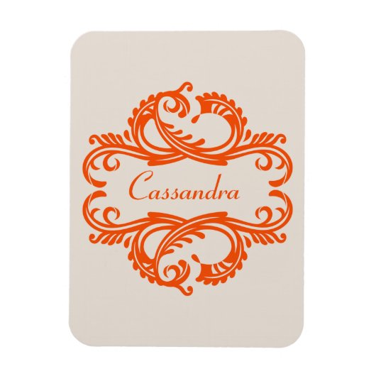 Orange Chic Damask Premium Magnet (Vertikal)