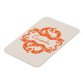 Orange Chic Damask Premium Magnet (Linke Seite)