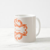 Orange Chic Damask Tasse (VorderseiteRechts)