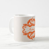 Orange Chic Damask Tasse (Vorderseite Links)