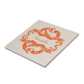 Orange Chic Damask Tile Fliese (Seite)