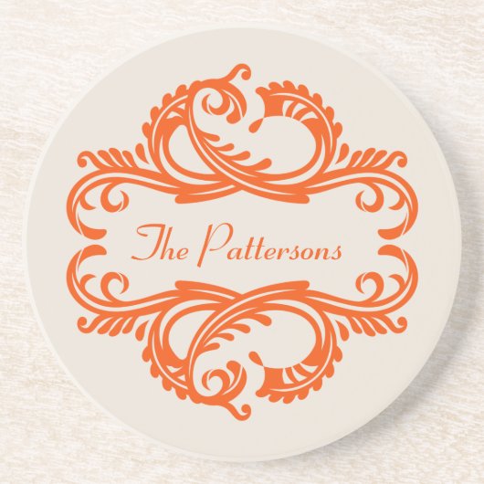 Orange Chic Damask Untersetzer (Vorne)