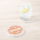 Orange Chic Damask Untersetzer (Seite)