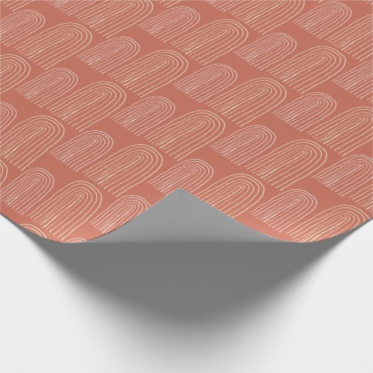 Orange Chic Mid Mod Rainbow Geschenkpapier (Ecke)