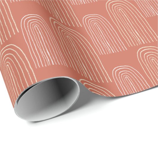 Orange Chic Mid Mod Rainbow Geschenkpapier (Rolleneckpunkt)