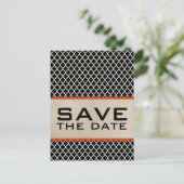 Orange Chic Quatrefolie Save the Date Postkarte (Stehend Vorderseite)