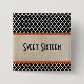 Orange Chic Quatrefolie Sweet 16 Button (Vorderseite)