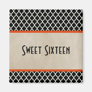 Orange Chic Quatrefolie Sweet 16 Magnet