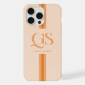 Orange | Chic Stripes Monogram iPhone Hülle (Rückseite)