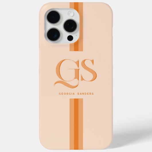 Orange | Chic Stripes Monogramm Case-Mate iPhone Hülle (Rückseite)