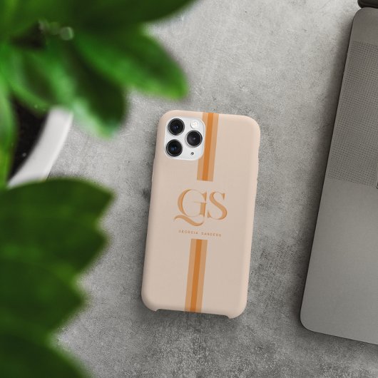 Orange | Chic Stripes Monogramm Case-Mate iPhone Hülle