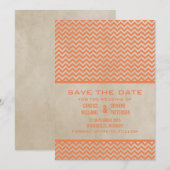 Orange Chic Zickzack Save the Date einladen (Vorne/Hinten)