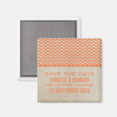 Orange Chic Zickzack Save the Date Magnet (Vorderseite/Rückseite)