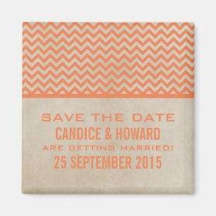 Orange Chic Zickzack Save the Date Magnet