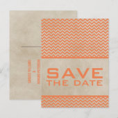 Orange Chic Zickzack Save the Date Postkarte (Vorne/Hinten)