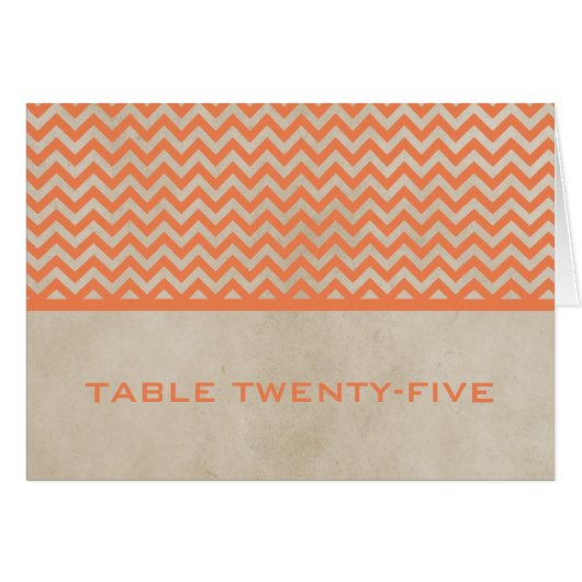 Orange Chic Zickzack Tischnummer Card (Vorderseite (Horizontal))