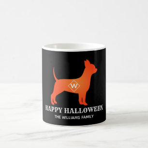 Orange Chihuahua Happy Halloween Familienname Kaffeetasse