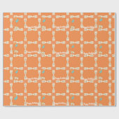 Orange Children's Birthday Wrapping Paper Geschenkpapier (Flach)