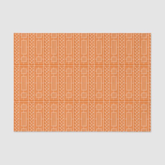 Orange Chinoiserie Bamboo Muster Seidenpapier (Vorderseite)