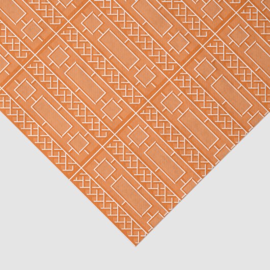 Orange Chinoiserie Bamboo Muster Seidenpapier (Ausschnitt)