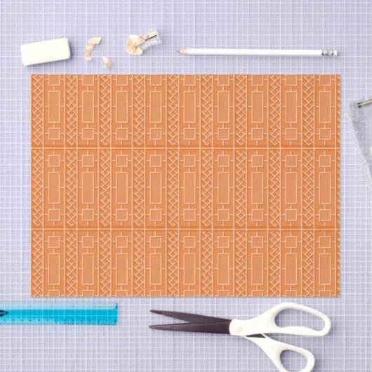 Orange Chinoiserie Bamboo Muster Seidenpapier (Handwerk)