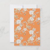 Orange Chinoiserie Blume Dankeskarte (Rückseite)