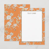 Orange Chinoiserie Blume Dankeskarte (Vorne/Hinten)