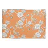 Orange Chinoiserie Blume und Vögel Kissenbezug (Rückseite)