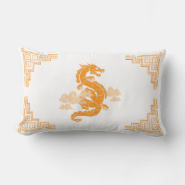 Orange Chinoiserie Dragon and Clouds Lendenkissen