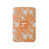 Orange Chinoiserie Floral Monogram Badematte (Vorderseite Vertikal)