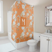 Orange Chinoiserie Floral Monogram Duschvorhang (Beispiel)
