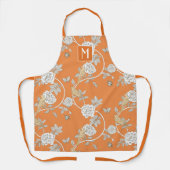 Orange Chinoiserie Floral Monogram Schürze (Vorderseite)