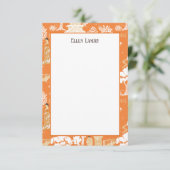 Orange Chinoiserie Pagodas Dankeskarte (Stehend Vorderseite)