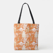 Orange Chinoiserie Pagodas Monogram Tasche (Rückseite)