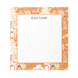 Orange Chinoiserie Pagodas Notizblock