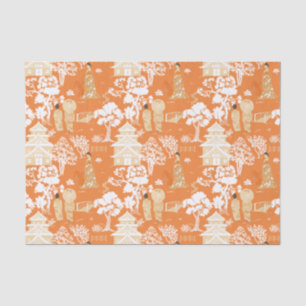 Orange Chinoiserie Pagodas Seidenpapier