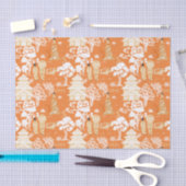 Orange Chinoiserie Pagodas Seidenpapier (Handwerk)