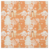 Orange Chinoiserie Pagodas Stoff (Muster)
