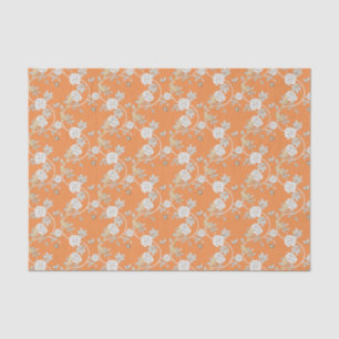 Orange Chinoiserie Rose Muster Seidenpapier