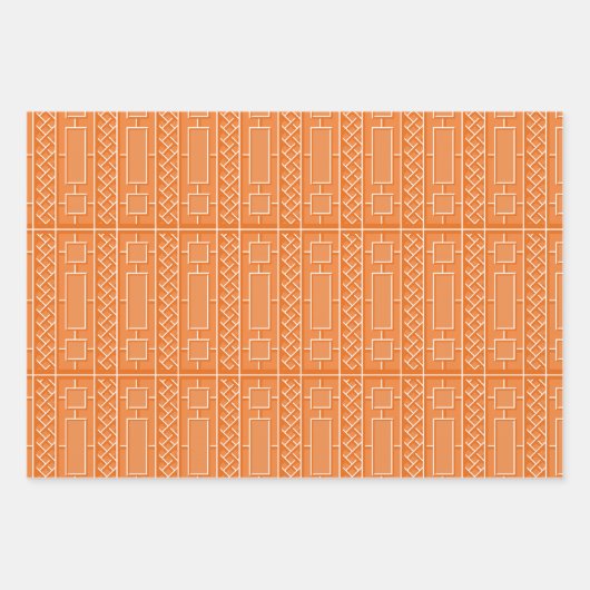 Orange Chinoiserie Vögel und Pagodas Geschenkpapier Set (Vorderseite 2)