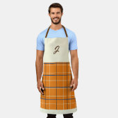 Orange Chocolate Cream Grid Boho Muster Monogram Schürze (Getragen)