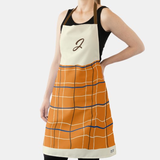 Orange Chocolate Cream Grid Boho Muster Monogram Schürze (InSitu)