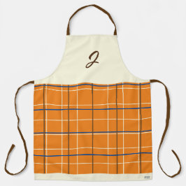 Orange Chocolate Cream Grid Boho Muster Monogram Schürze