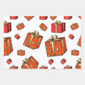 Orange Christmas Wrapping Paper Sheet Geschenkpapier Set (Vorderseite 3)